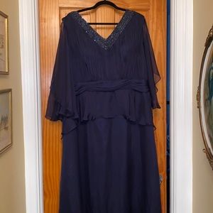 Size 22 navy blue chiffon Ball Gown